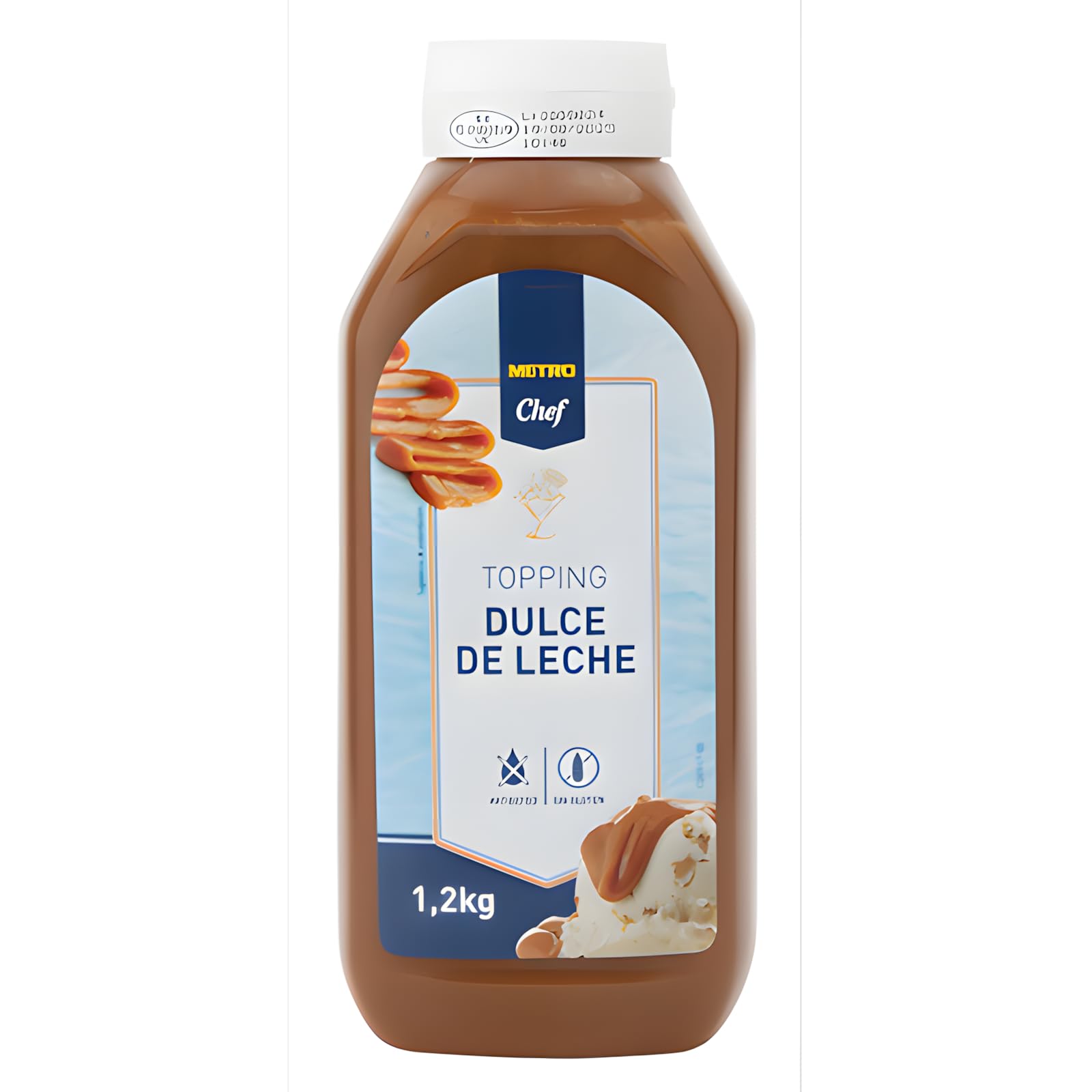 METRO Chef Dulce de Leche Premium Topping 1,2 kg Sin Gluten - Ideal para Creps, Gofres y Helados