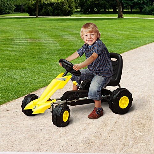 HOMCOM Children Pedal Go Kart Kids Ride On Bike Toy Scooter Manual Racing Rider Yellow