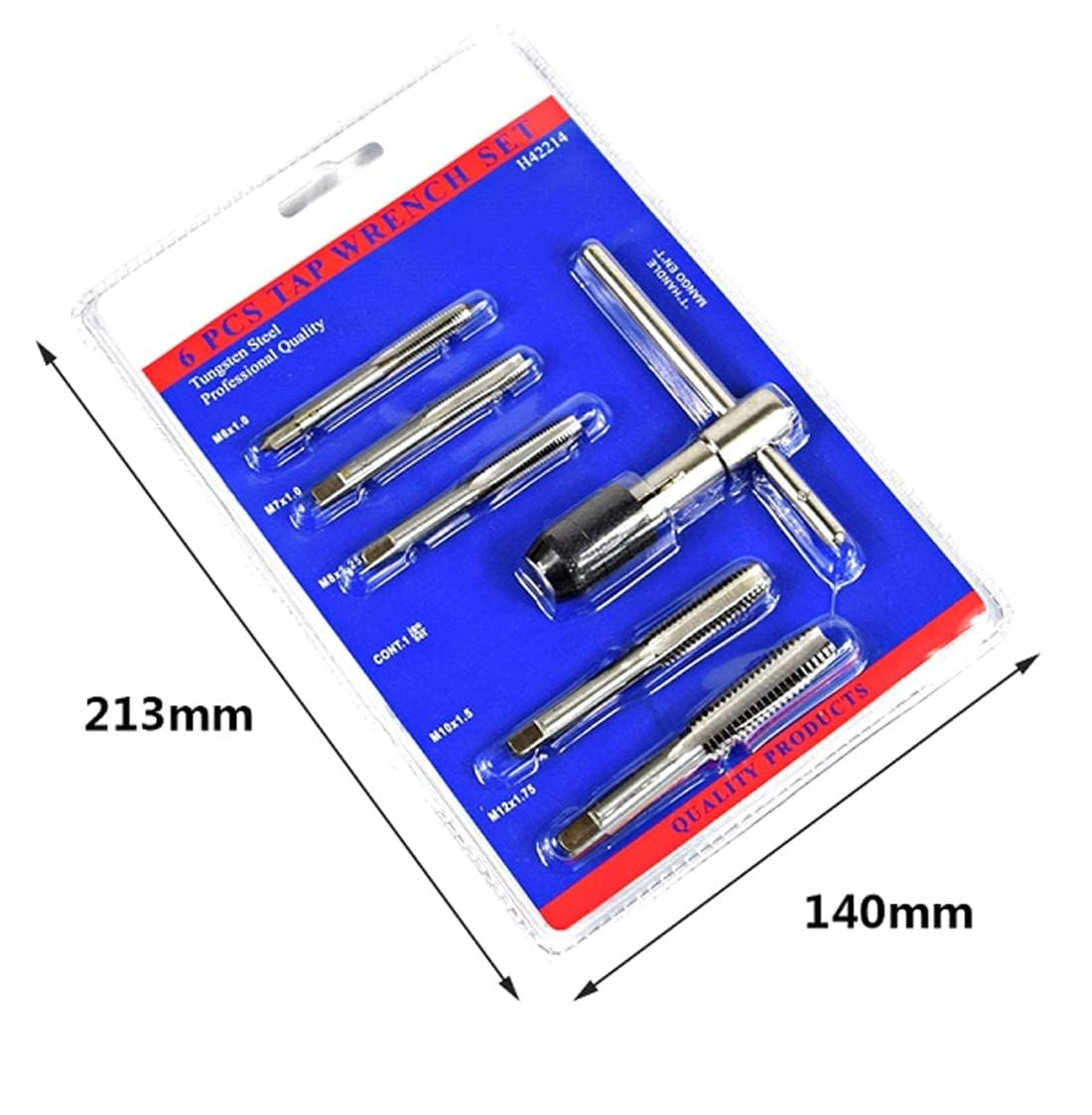 DY TOOLS ® 6pcs T-Type Machine Hand Screw Tap Wrench M3/M4/M5/M6/M8 Tap Die Set Straig