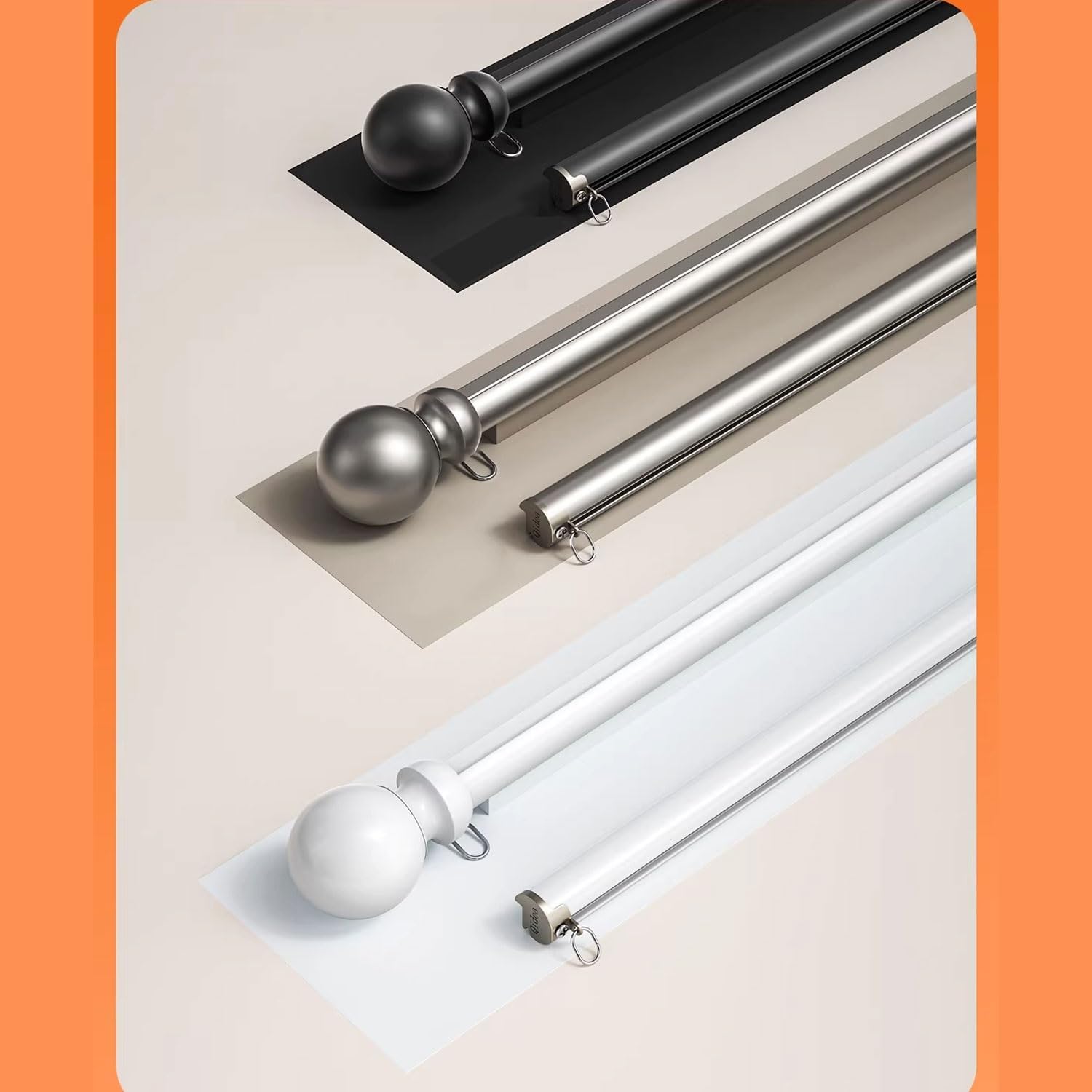 Double Curtain Rods for Windows, Heavy Duty Curtain Track Wall Mount with Silent Pulleys Round Finials Rail for Bedroom/Living Room/Window/Hotel(White,1.8m/5.9ft)