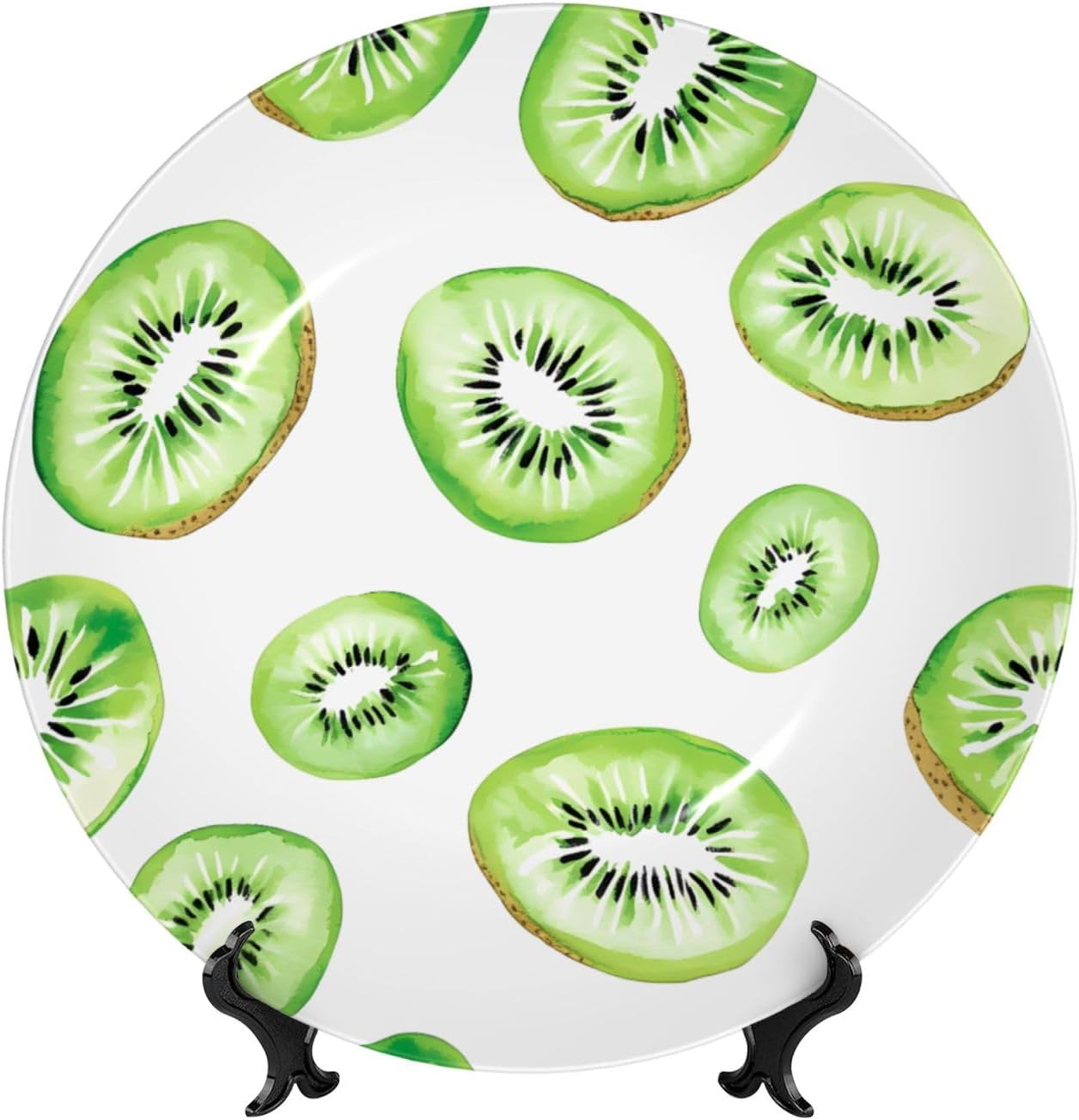 Green Kiwi Style Ceramic Plate Display Home Display With Stand Wall Hanging Plate For Home Decor 10 Inch