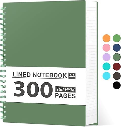 Miniatura 34 de AHGXG Cuaderno espiral universitario rayado - Cuaderno espiral grande B5 de 7.6" x 10", 300 páginas/150 hojas, papel grueso de 100 g/m², tapa dura