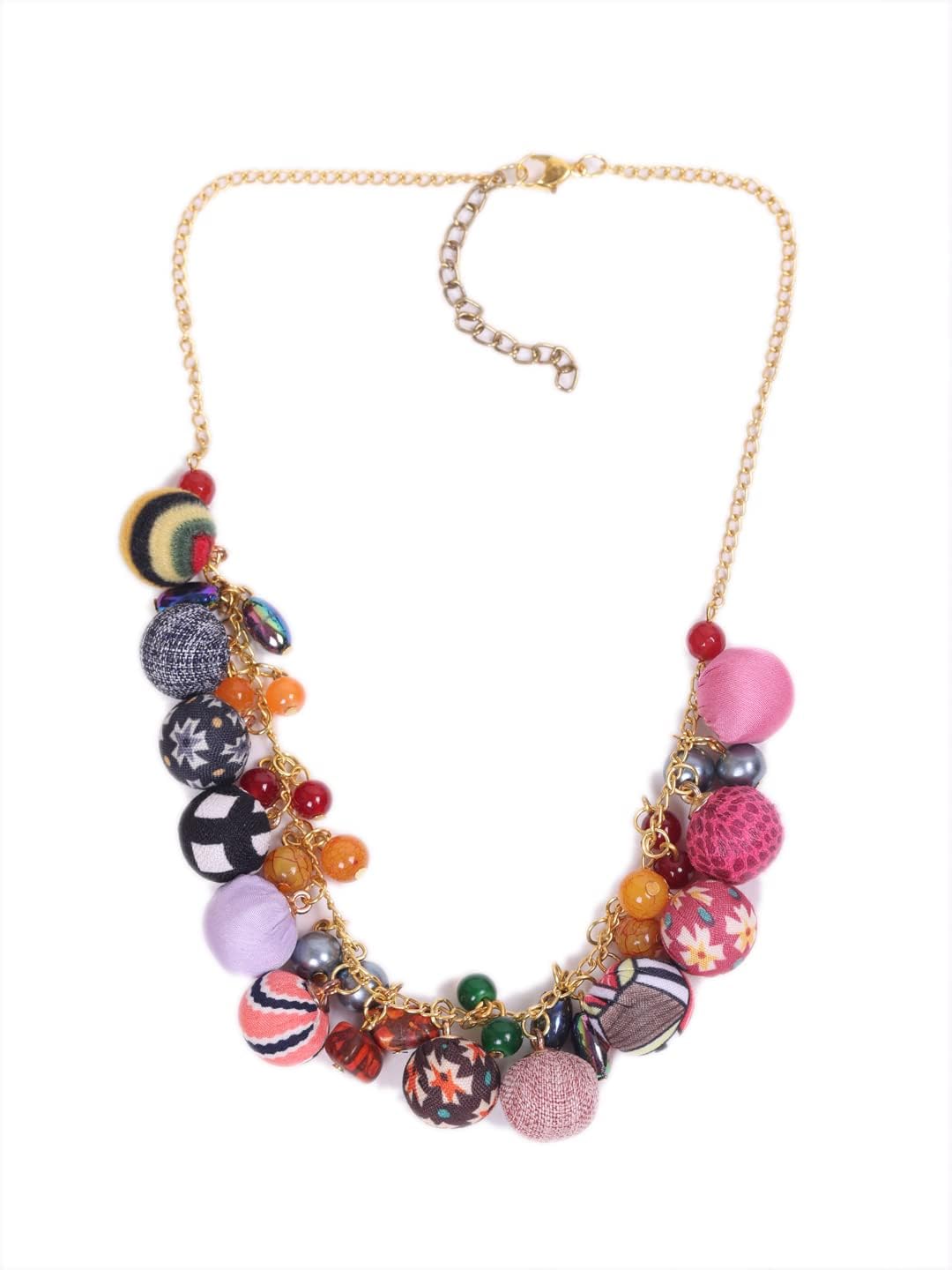 DivawalkDIVA WALK Gold-Plated Multi-Colored Stone Necklace