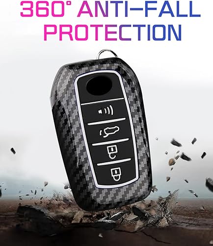 Miniatura 3 de HIBEYO Funda para llave de Toyota con 4 botones para Toyota Land Cruiser 4Runner RAV4 Camry Highlander 2023-2019, accesorios con llavero remoto