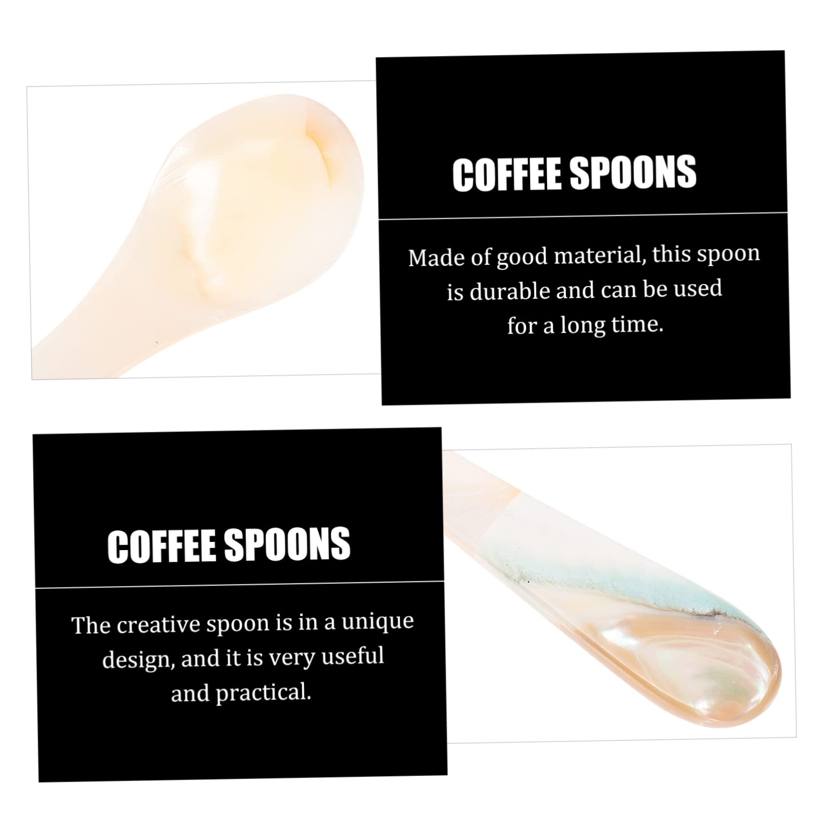 Cabilock Pack Shell Spoons Coffee Spoons Mini Non-slip Ergonomic Handle for Home