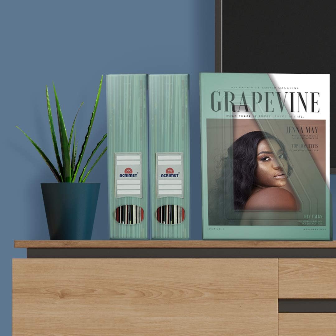 Acrimet Magazine File Holder, Vertical Desk Organizer, Clear Green, 2 Pack image 4