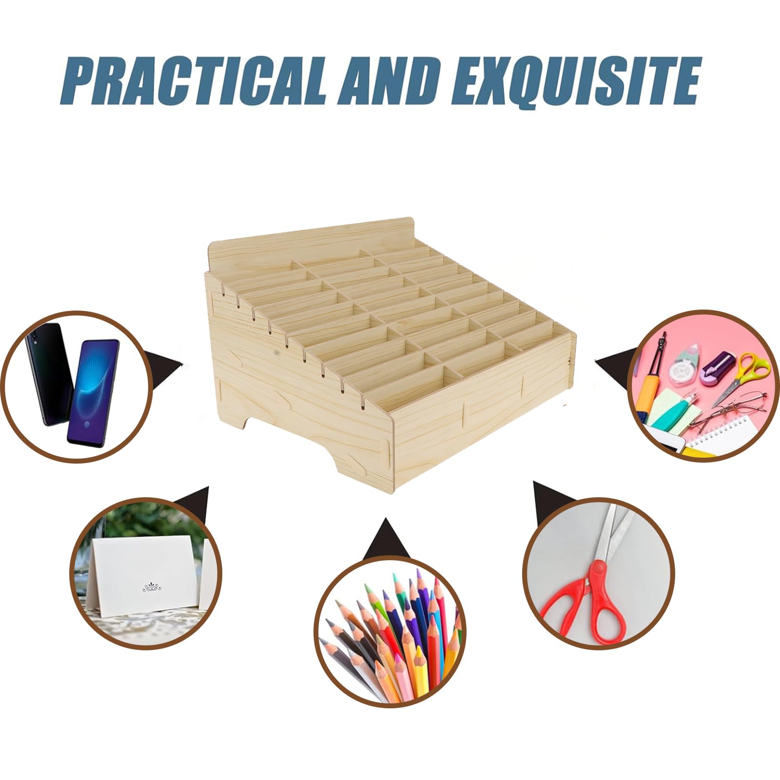 Handy-Halter aus Holz mit 30 Fächern, für Klassenzimmer, Handy-Management, Aufbewahrungsbox, Schreibtisch-Organizer für Klassenzimmer, Büro, Konferenzraum (Holzfarbe, 30)