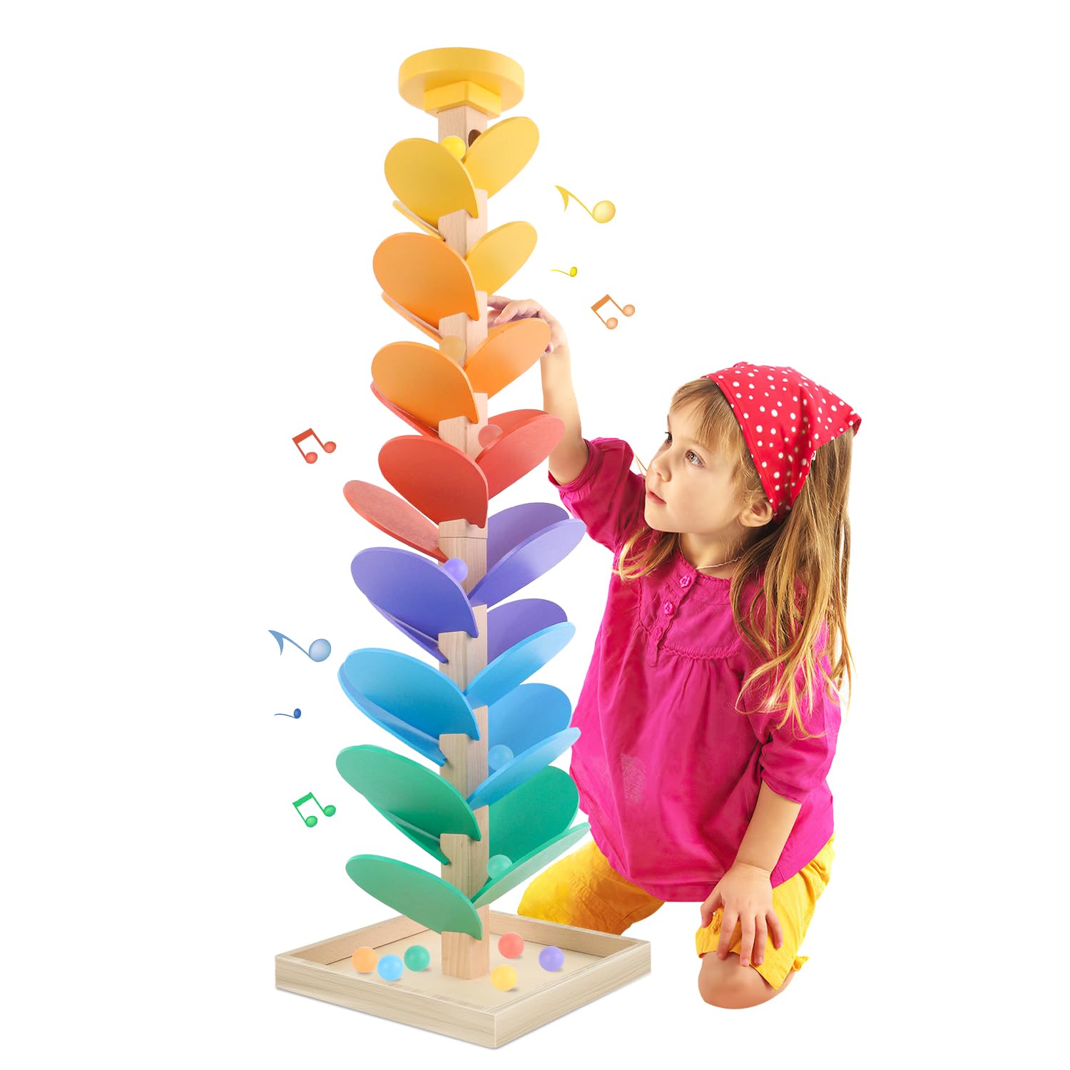 Wooden Marble Run Music Tree Montessori Toys Marble Ball Run for 3-5