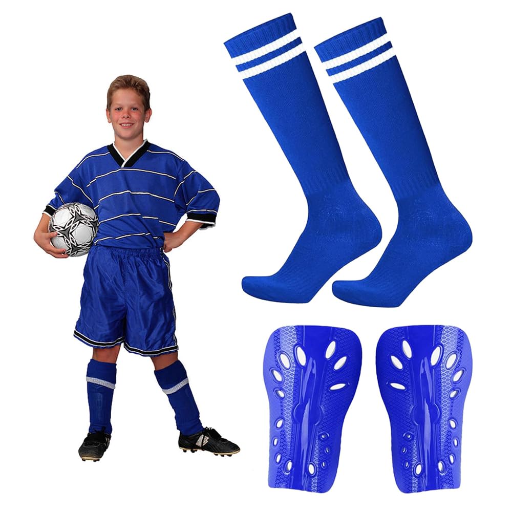 Espinilleras y calcetines de fútbol para niños pequeños, equipo ligero de espinilleras y mangas, equipo protector para niños de 3 a 6 años, juego deportivo