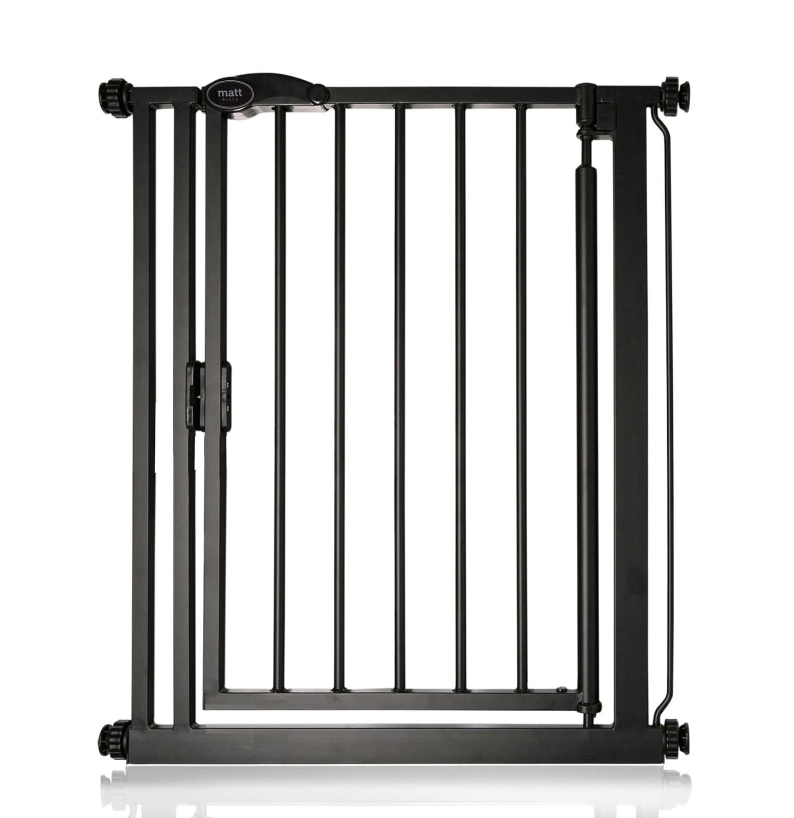Bettacare Puerta De Seguridad Con Cierre Automático, 68,5cm - 75cm, Negra Mate, Estrecha, Puerta De Seguridad Con Ajuste A Presión Estrecha, Puerta De Bebé, Barrera De Seguridad Para Puertas