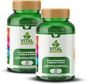 Suplemento Cabelo Pele e Unhas - Biotina 150% + Cisteína + Zinco - Crescimento Acelerado Anticaspa - Fórmula Concentrada 60 Cápsulas - Resultados em 30 Dias - 2 Meses de Tratamento