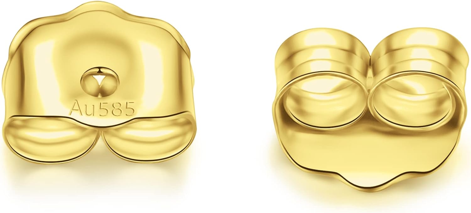 Gold Earring Backs 14K Real 0.17 Grams AU585 Butterfly Yellow Solid Earrings Backs Replacements for Studs 585 Hypoallergenic Pierced Secure (14K Yellow Gold)