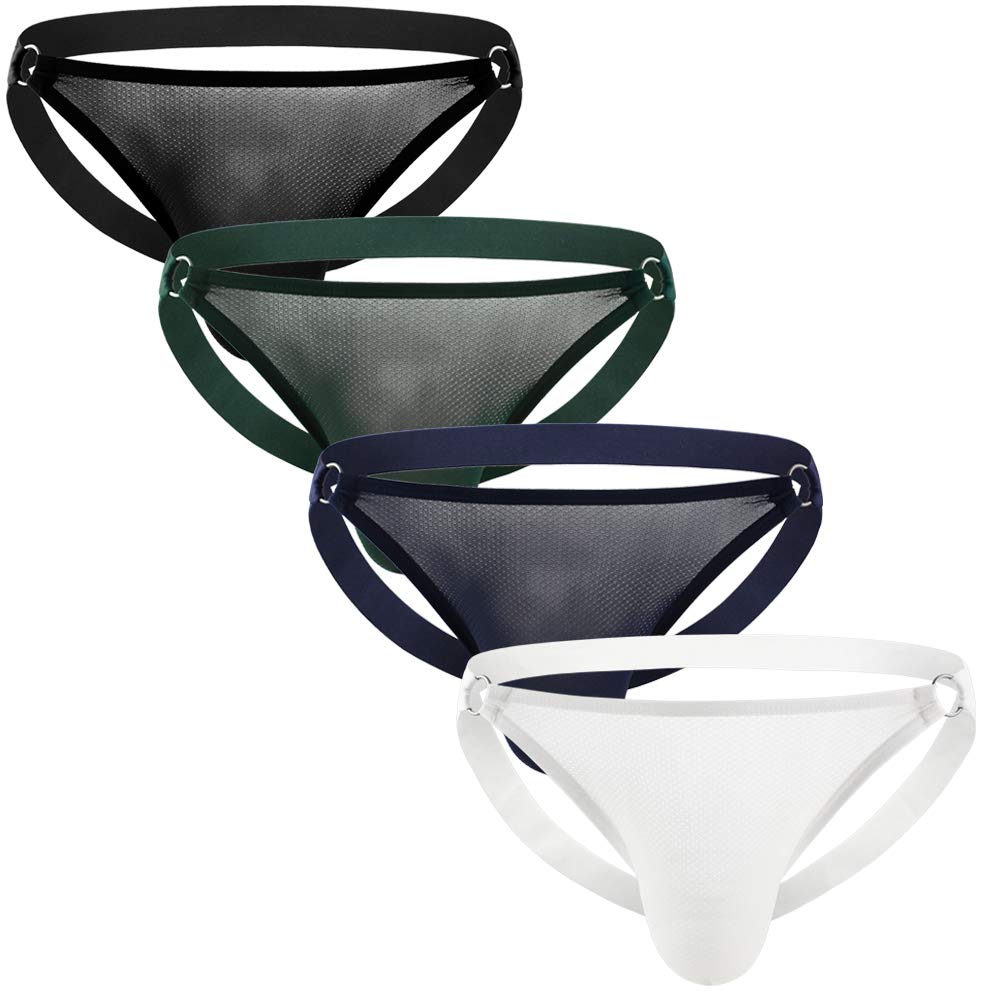 Summer CodeMens Jockstrap Micro Mesh Breathable Athletic Supporters Pack with Metal Ring