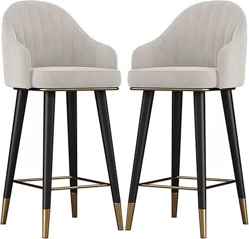 Juego de 2 sillas de bar giratorias de terciopelo, taburetes altos con respaldo curvo y reposapiés, taburetes Altos para el hogar, Pub, cocina y