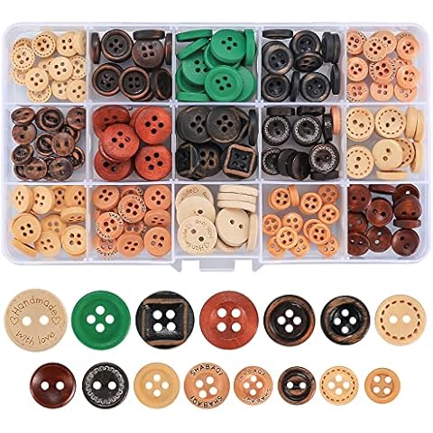 225 Piezas Botones de Madera Natural para Costura Cover
