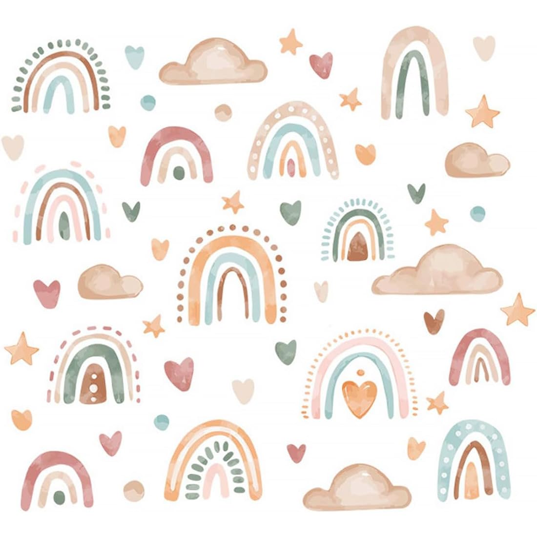 Arcobaleno Cuori Bohémien Adesivi Murali per Cameretta Bambini