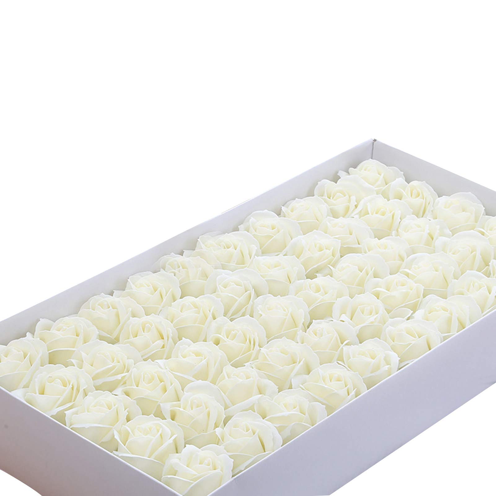 50 pièces Fleur de Savon Rose Artificielle à 3 Couches, Cadeau de décoration de Fleur parfumée pétale de Rose pour la Saint-Valentin, la fête des mères, Le Mariage, Noël