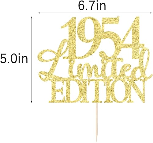 Miniatura 3 de Decoración para tarta de cumpleaños con purpurina dorada, adecuada para decoración de fiesta de aniversariocumpleaños (edición limitada 1954)