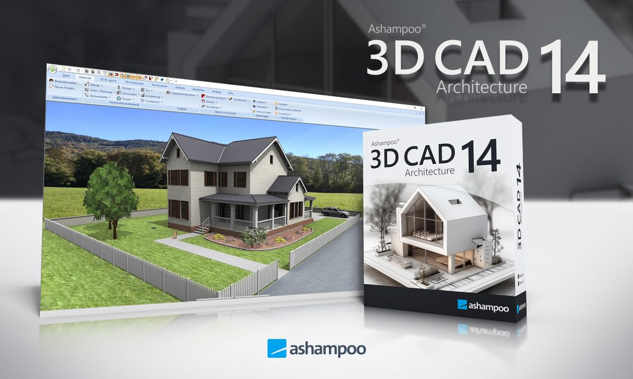 Ashampoo 3D CAD Architecture 14 – Leistungsstarke 2D/3D-CAD-Software für Hausplanung, Grundrisse und Architekturdesign | 1 Gerät | 1 Benutzer | PC Aktivierungscode per Product Key Card