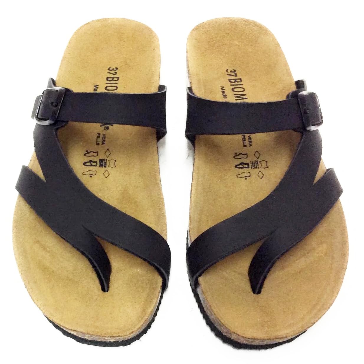 infradito DONNA in EcoPelle SELLY con fibbia 6021 sottopiede in pelle ciabatta aperta made in italy