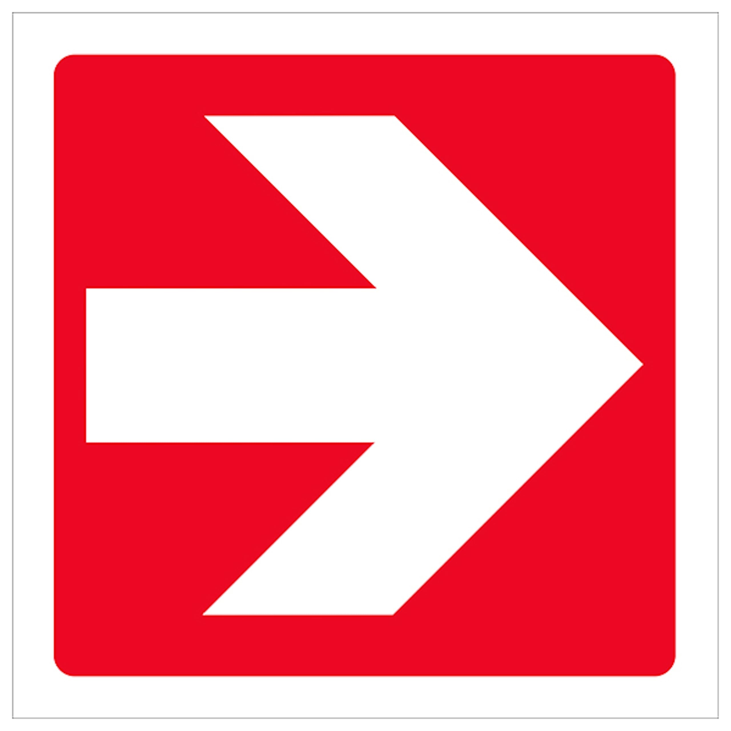 V Safety Red Straight Arrow - Square 150 x 150 mm - 1mm Rigid Plastic Safety Sign
