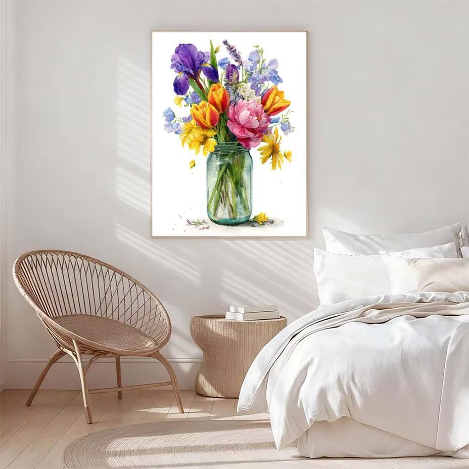 Cuadros decoración salón modernos flores para pintar a mano 3