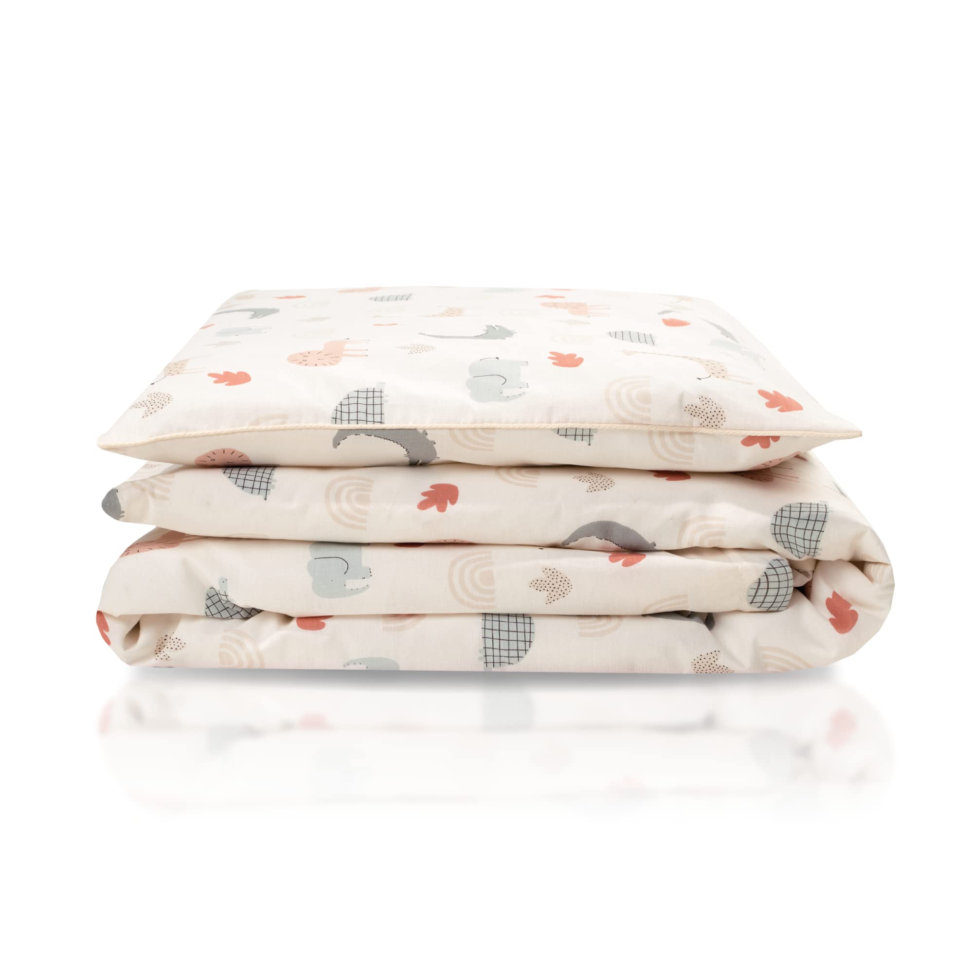 Julius Zöllner Ropa de Cama Infantil de 100% algodón orgánico 100 x 135 + 40 x 60 cm, Juego de 2 Piezas de Funda nórdica y Funda de Almohada con Cremallera, Standard 100 by Oeko-Tex, Wild Friends