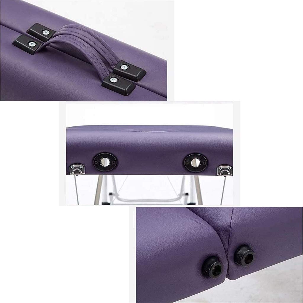 Lettino da Massaggio Pieghevole, Altezza Regolabile, Portatile, per Fisioterapia, Salone, Spa, Terapista Mobile, Uso Domestico(Purple-185 * 70 * 48