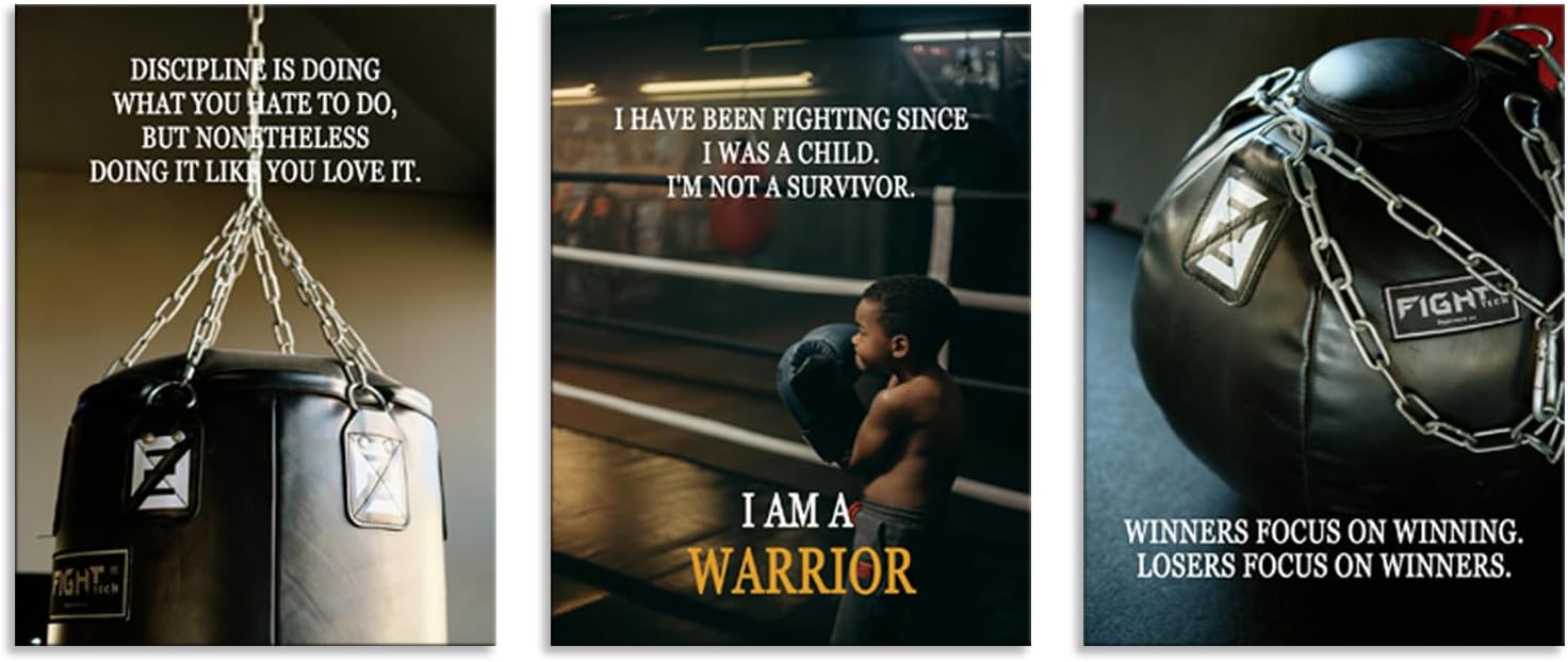 Motivational Wall Art Discipline Poster Struggle and Focus On Inspirational Positive Quotes Painting Modern Artwork Canvas Posters For Boxing Gym Office Home Framed Ready to Hang [36''Wx 16''H]