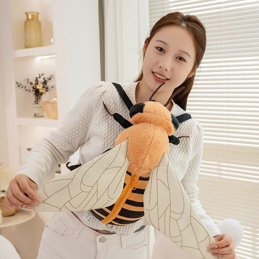 À Dos en Peluche Insecte Rigolo Abeille, À Dos en Peluche Animal Doux avec Bandoulière Réglable