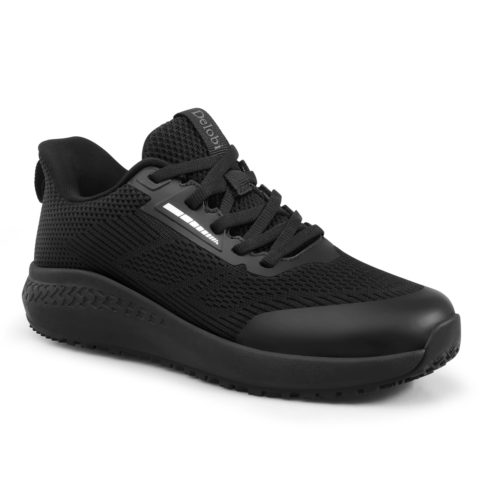 Delobi Non Slip Shoes for Women Food Service Slip Resistant Work Shoe Restaurant Chef Kitchen Hospital Staff Walking Sneakers Breathable Lightweight with Lace Up Design