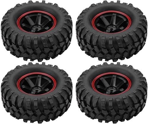 Dilwe Neumáticos de coche a control remoto, 4 unidades, neumáticos de goma de 6 agujeros, con bujes para escala 110 RC Crawler Off-Road Truck Car