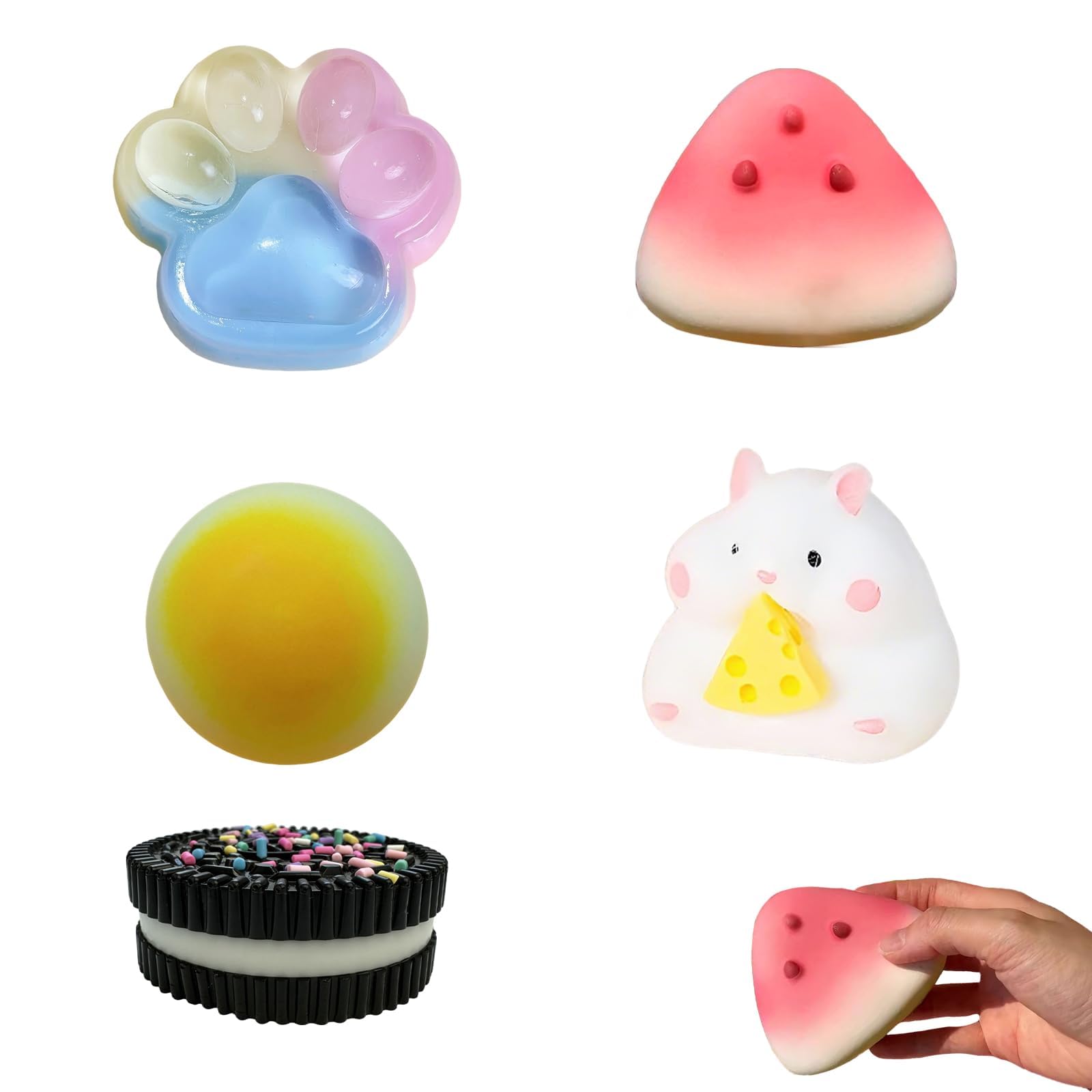 Mexgcom 4 Pièces Taba Squishy Jouet Anti-Stress à Écraser En Forme De Taba, Oreo Squishy Taba Pour Adultes Pour La Maison Le Bureau Les Voyages Et Les Cadeaux