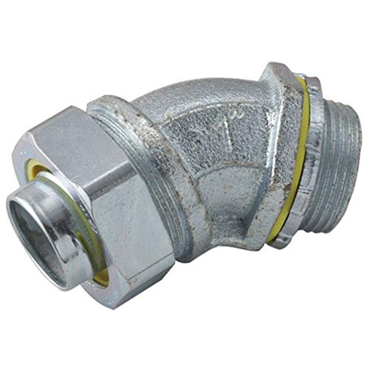 Hubbell-Raco 3444 Liquid Tight Connector, Steel, 45 Degree, 1
