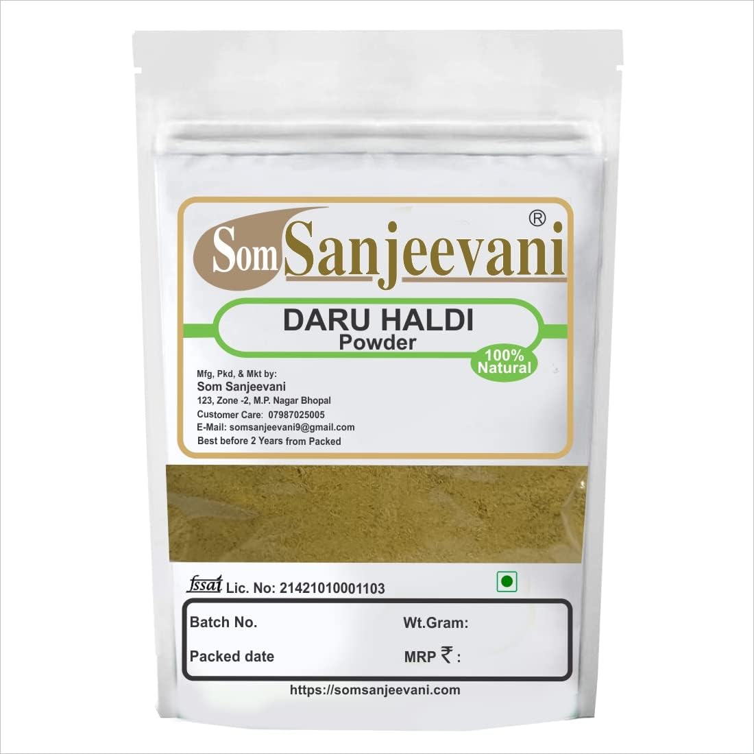 SomSanjeevanil Natural Haldi Powder|हल्दी पाउडर |Indian Beriberi - 50 Grams (Pack of 1, 50g Each)