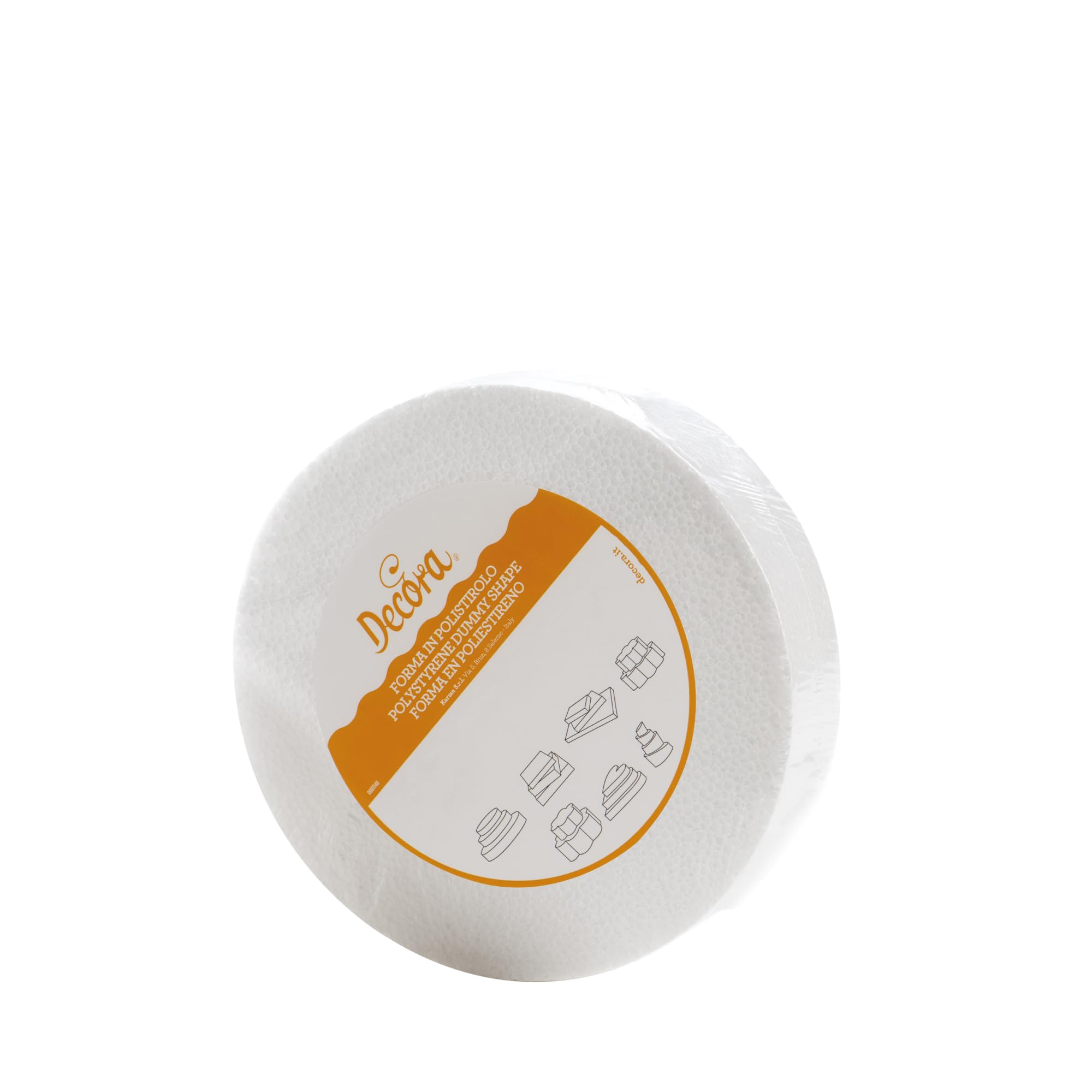 Decora 0173813 Basi tonde in polistirolo ideali per esercitazioni e per realizzare torte a piani dall'aspetto perfetto, Dim. Ø 20 X H 10 CM