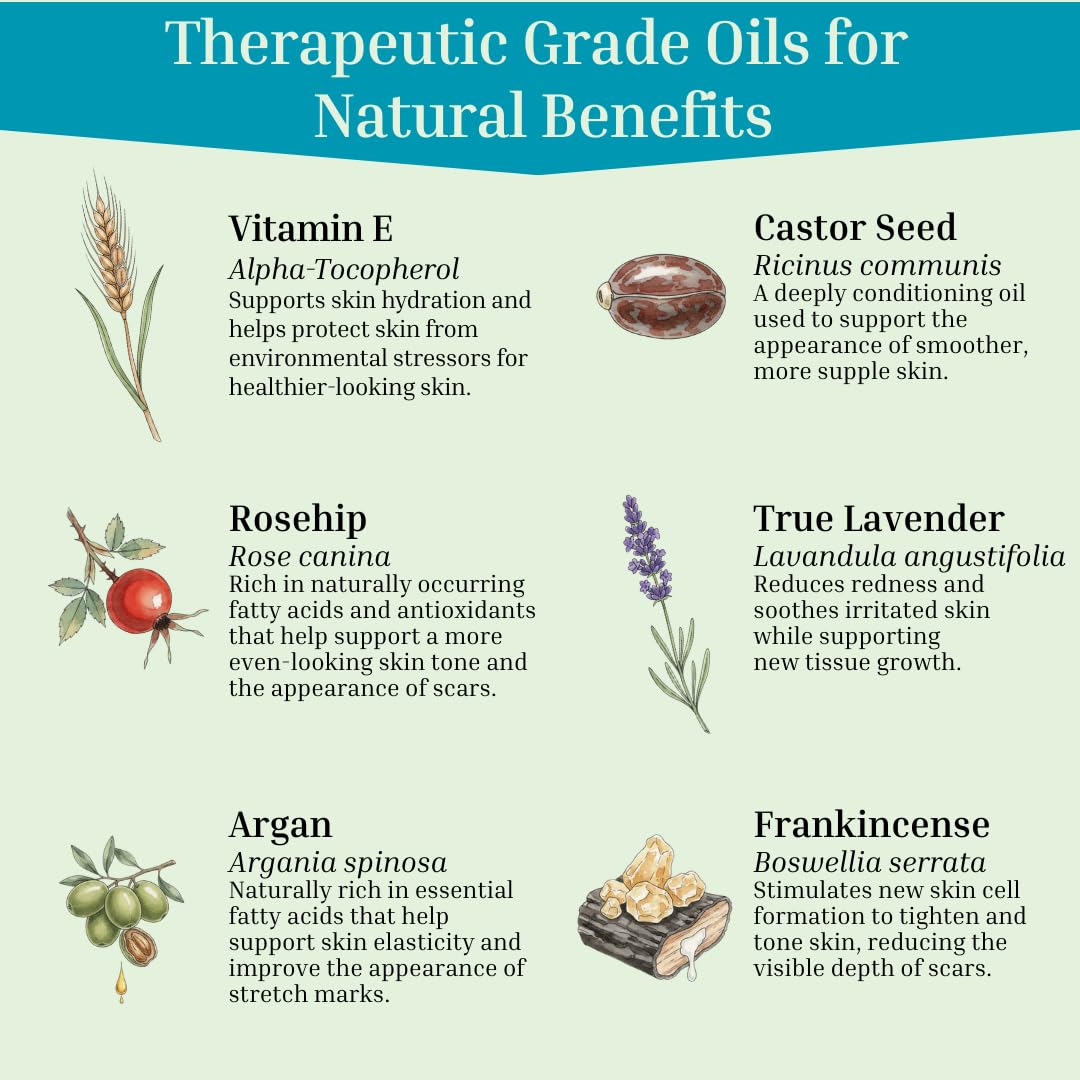 The Vibrant Glow, Luxury Beautifying Oil for Scars & Stretch Marks, Brightening & Smoothening, Hydrating Face & Body, Pure Oil Blend with Vitamin E, Rosehip & Argan, Vegan, Dermatologist Tested, 2 oz