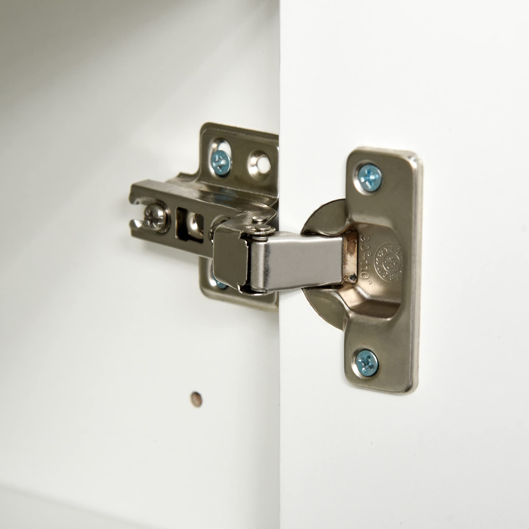 HOMCOM Mobiletto 2 Cassetti e 2 Ante, Apertura a Pressione, Mobile con 2 Cassetti e 2 Ante per Casa e Ufficio, 79x36x74cm, Bianco Opaco