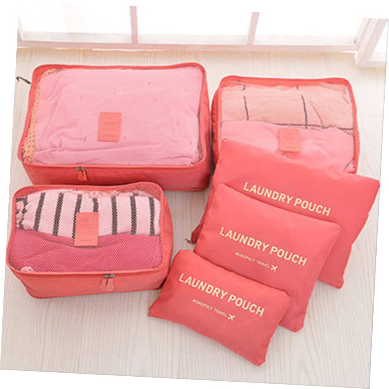 SOIMISS 12pezzi Sacchetti Salvaspazio Per Viaggi Cubi Organizzatori Resistenti Rosso Anguria Con Borsa Per Lavanderia Per Abbigliamento e Accessori Perfetti Per Famiglie e Viaggi Lungo