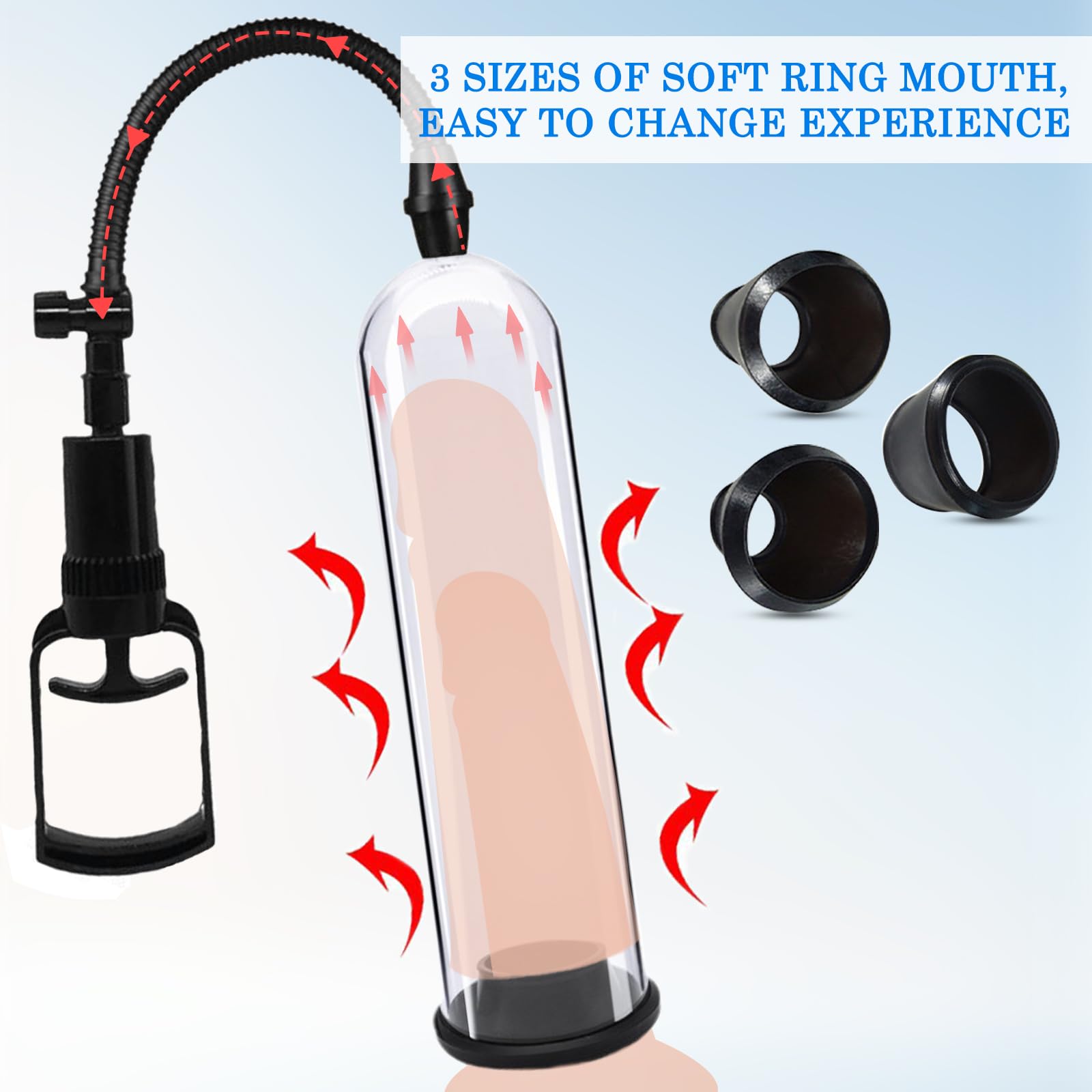 BDSMLOVE Pompa per pene multifunzionale, pompa per vagina, succhia capezzoli, pompa per capezzoli, pompa per figa, succhia clitoride, pompa a vuoto, masturbatore
