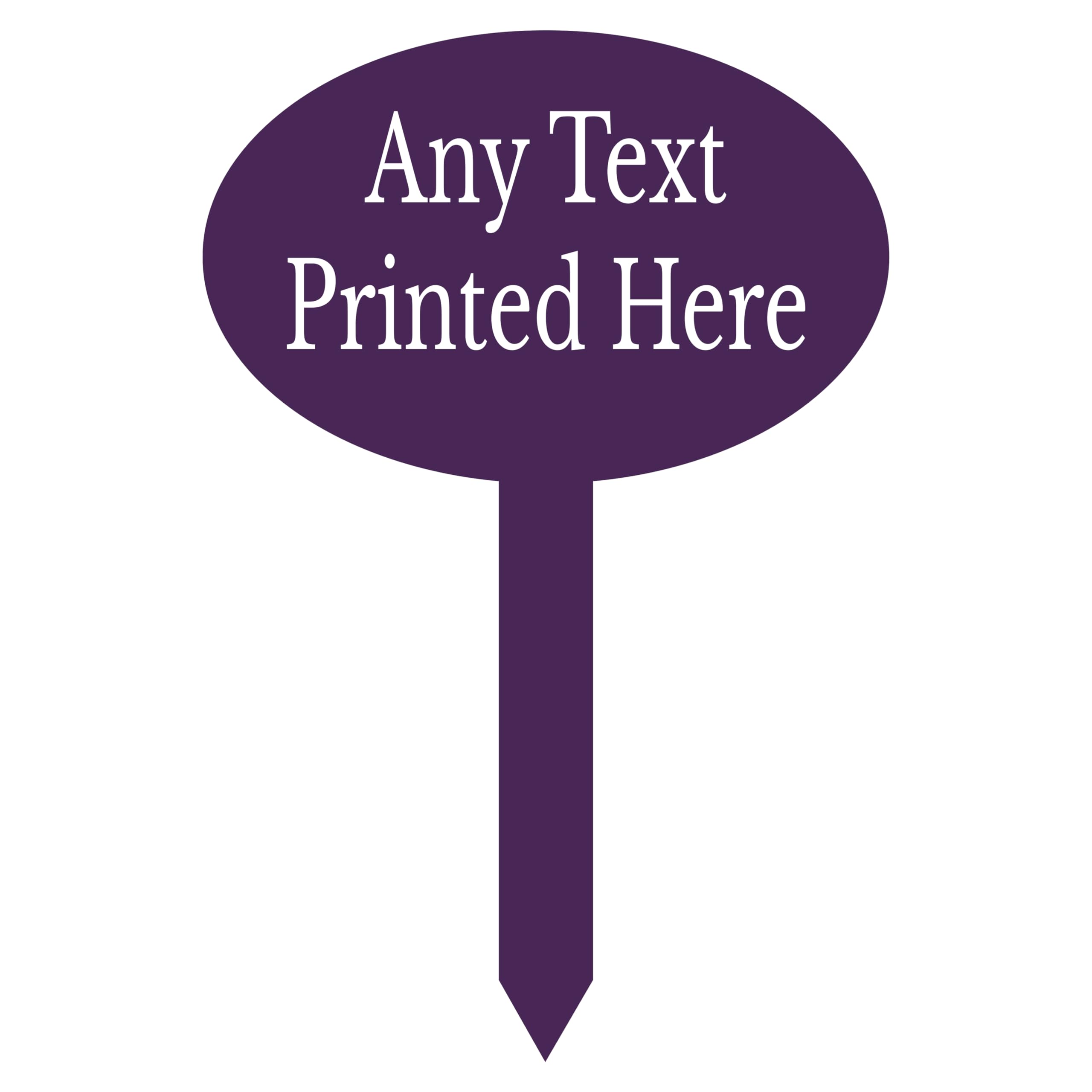 1stclassgifts Personalised Oval Garden Stake Spike Sign Marker Any Text Selectio Of Colours Available (UV PRINTED) (Dark Purple)