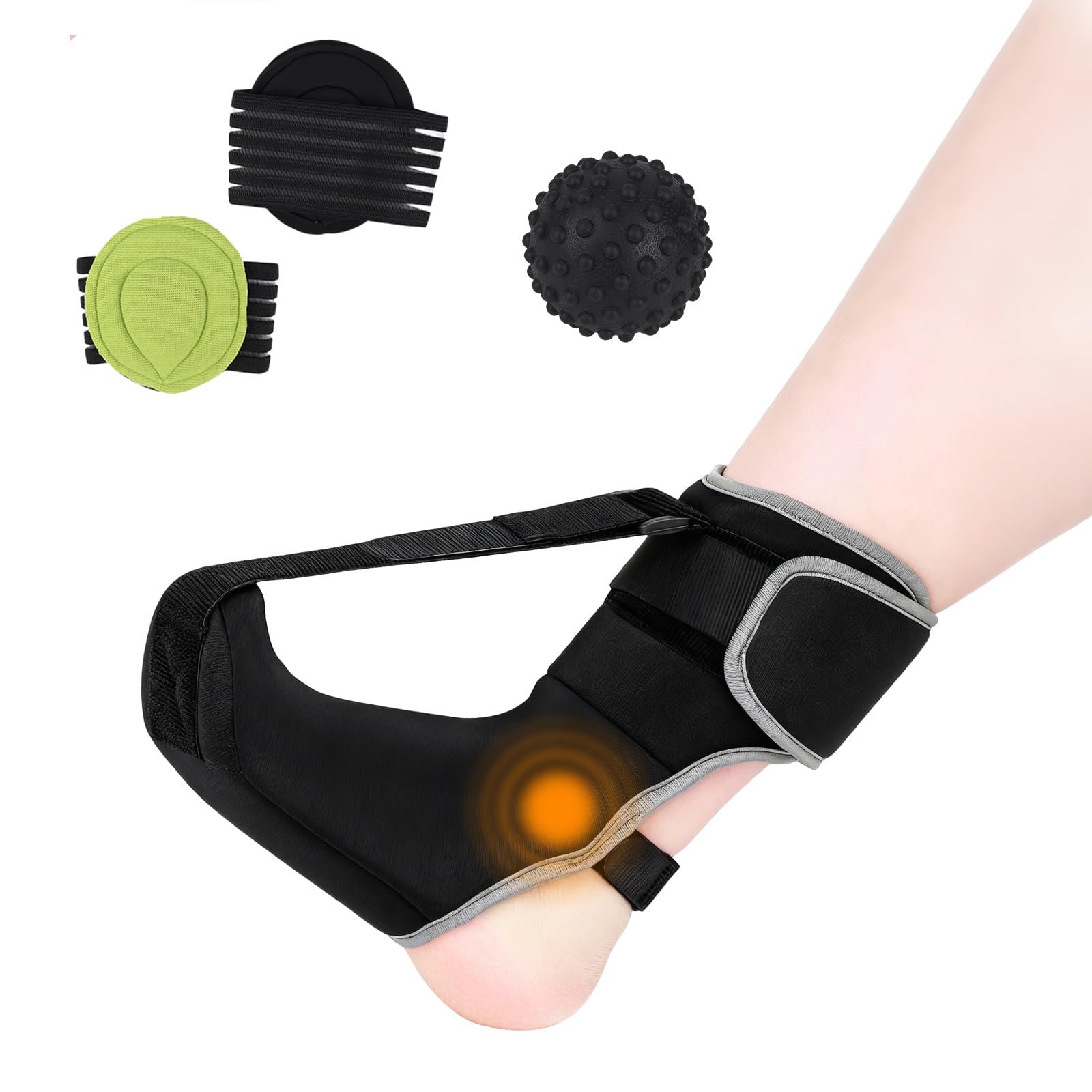 Juego 3 en 1 para fascitis plantar, calcetines de noche con almohadillas de arco y bola de masaje, alivio de la fascitis plantar para el talón y el arco del pie, más cómodo que las férulas