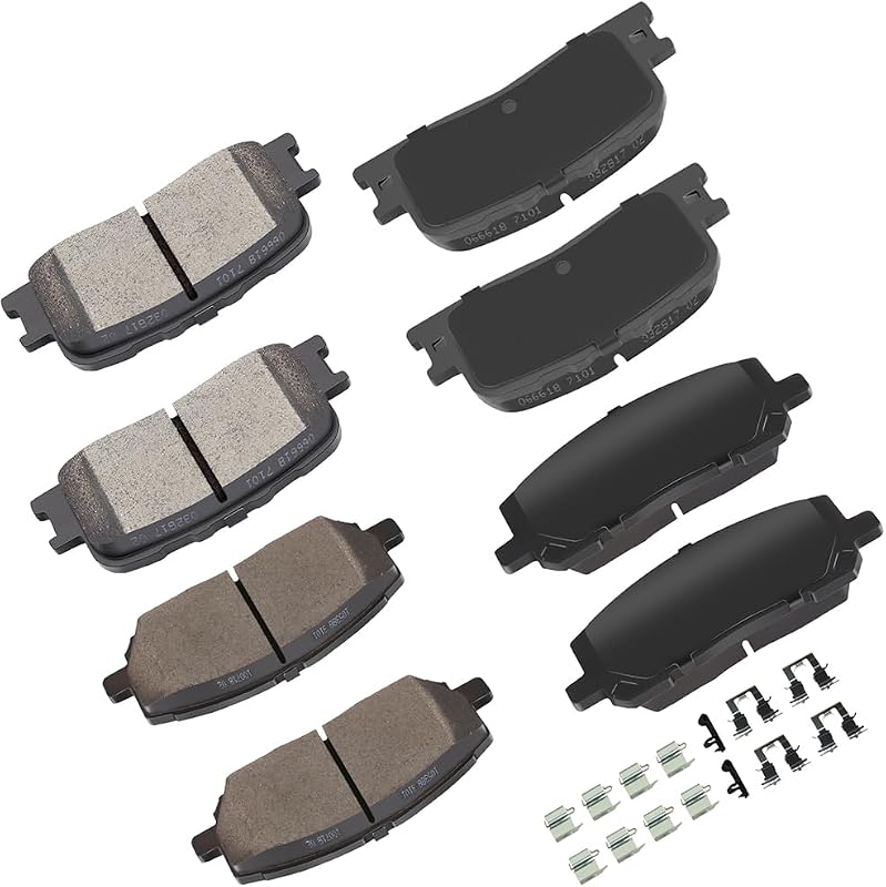Jogo de pastilhas de freio dianteiras e traseiras cciyu D884 D885 para Toyota Highlander 2001–2003 – 8 unidades
