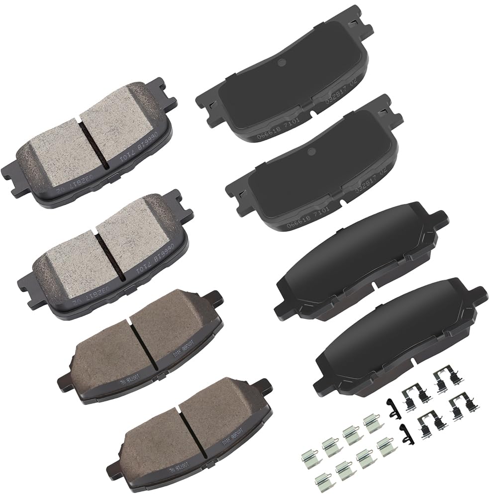 cciyu D885 D884 Brake Pads w/Hardware Front Rear Disc Brake Pad Set