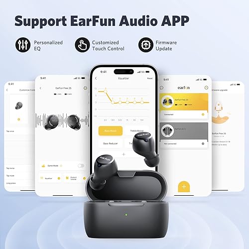 Miniatura 7 de EarFun Auriculares inalámbricos Air con 4 micrófonos Sweatshield IPX7 impermeables 35 horas auriculares inalámbricos 2S gratis Qualcomm CVC 80 ENC
