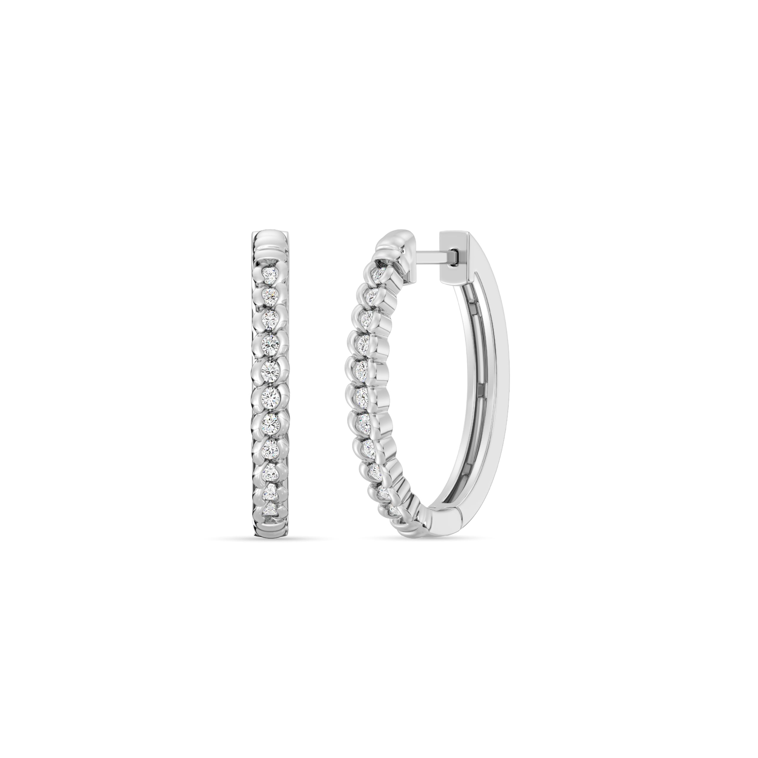 Gilded 1/4 Carat Total Weight Lab-Grown Diamond Fashion Hoop Earrings for Women in 925 Sterling Silver and 14KT Gold Plated Sterling Silver |