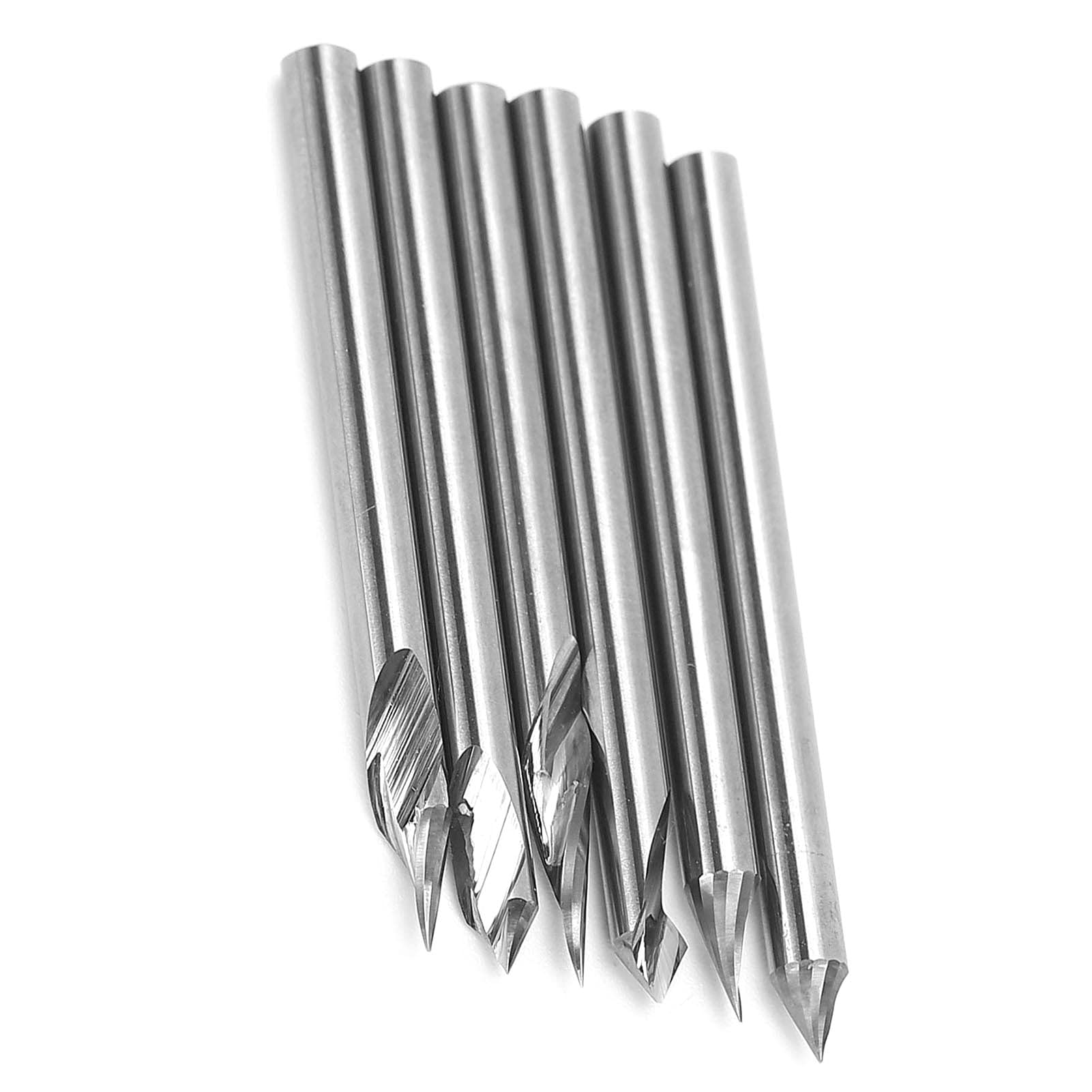 6 piezas cortador de punta de taladro grabado fresa herramienta de carpintería hardware 3,175 mm acero de alta velocidad plata 40 mm de longitud para máquina amoladora de tallado