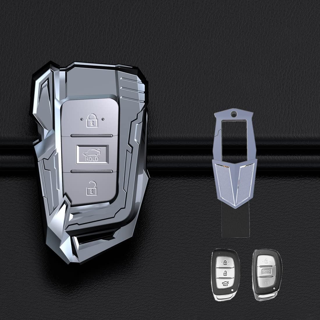 Zinc Alloy Metal Key Fob Case Cover Fit for Hyundai Elantra Ioniq Sonata Tucson Elantra GT Smart 3 4 Buttons