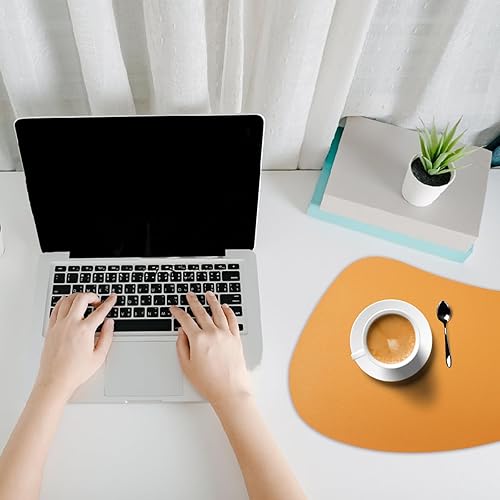 Miniatura 7 de Juego de 8 manteles individuales de piel sintética, resistentes a las manchas, resistentes al calor, fáciles de limpiar, impermeables, lavables,