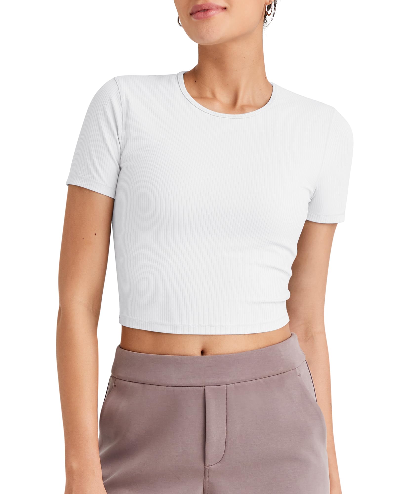 G4Free Workout Shirts Women Slim Fit Athletic Gym Work Out Tops Crop Short Sleeve Basic Yoga Tshirts Casual Summer